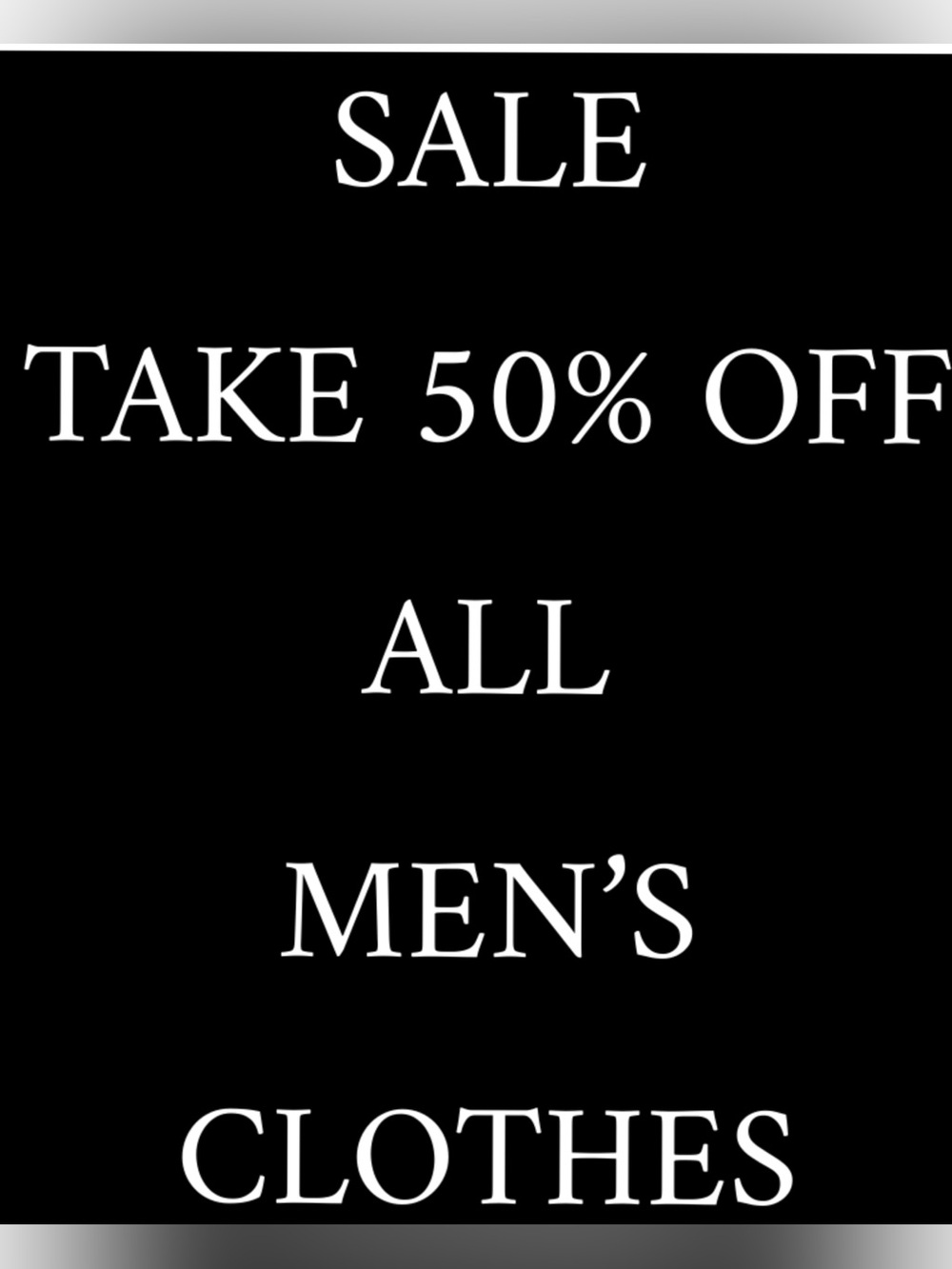 Men's Clothing Sale 50 % Off